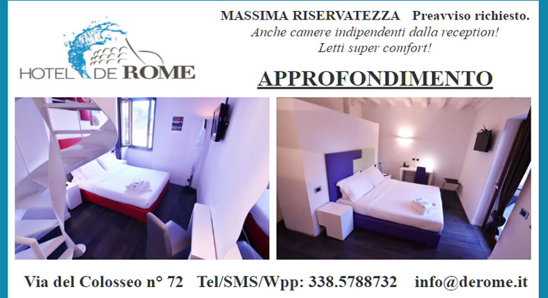 Camere ad ore in  hotel a Roma centro.